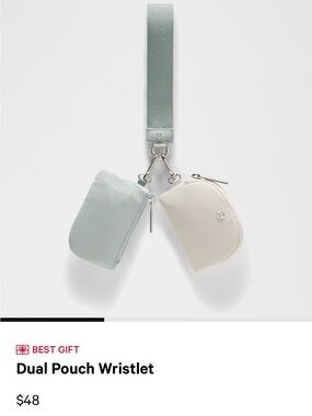 NWT Lululemon Dual Pouch Wristlet in sold out color: GRSG/LTIV/GOLD